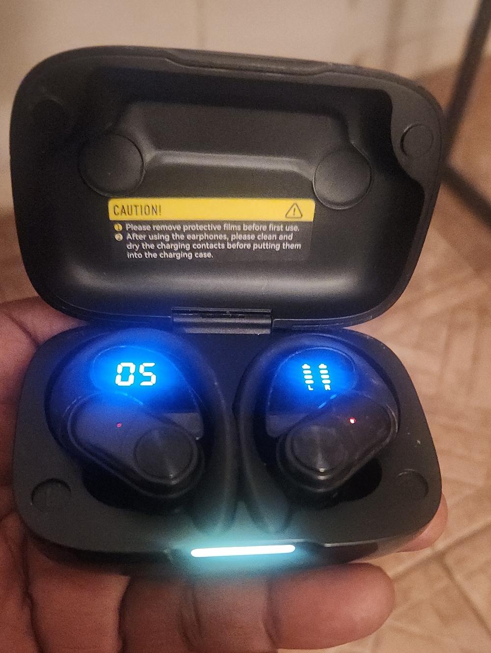 Wireless True Wireless Earbuds with LED Charging Case - Black
